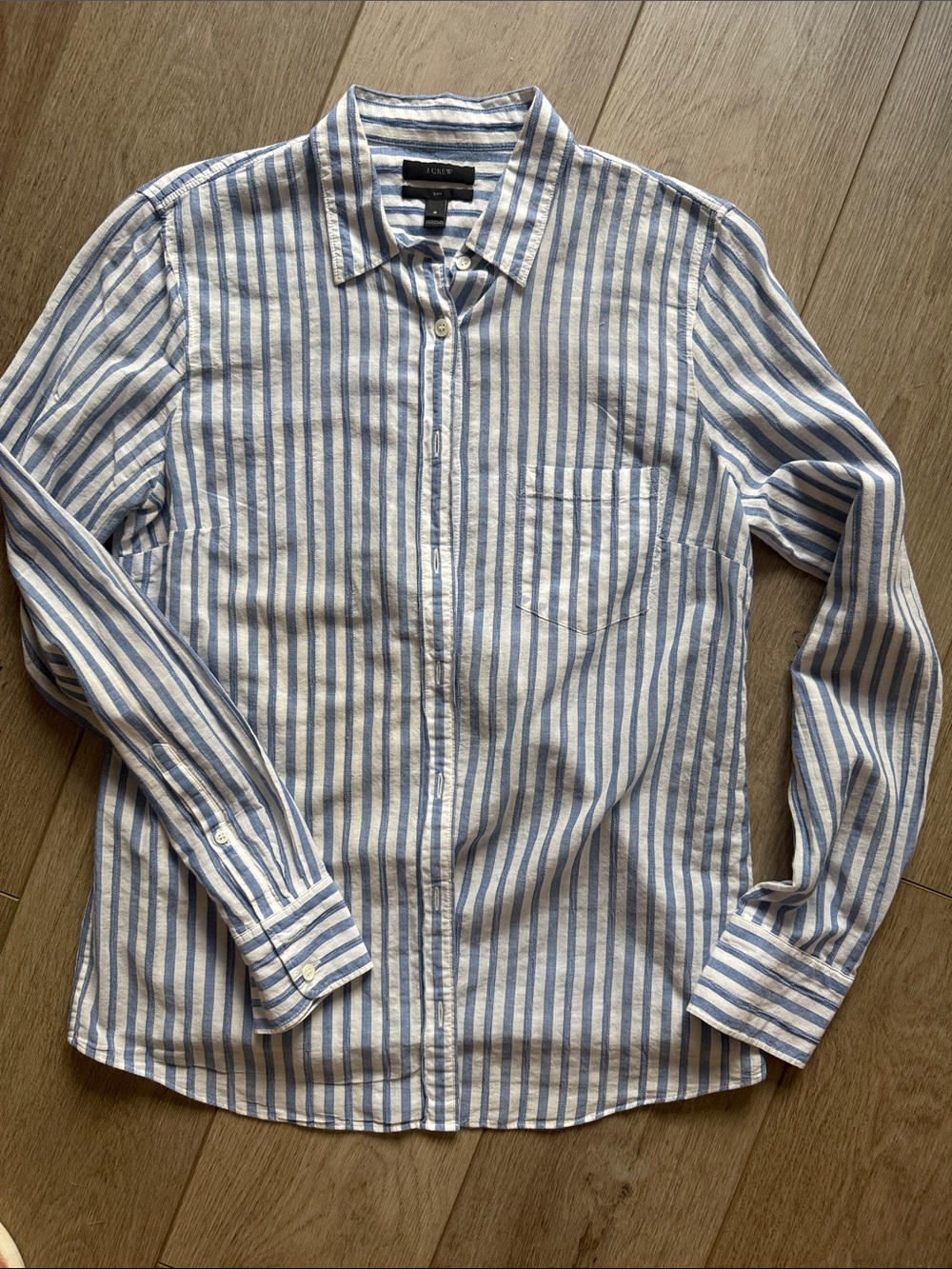 J. Crew Blue and White Striped Button-Down Shirt